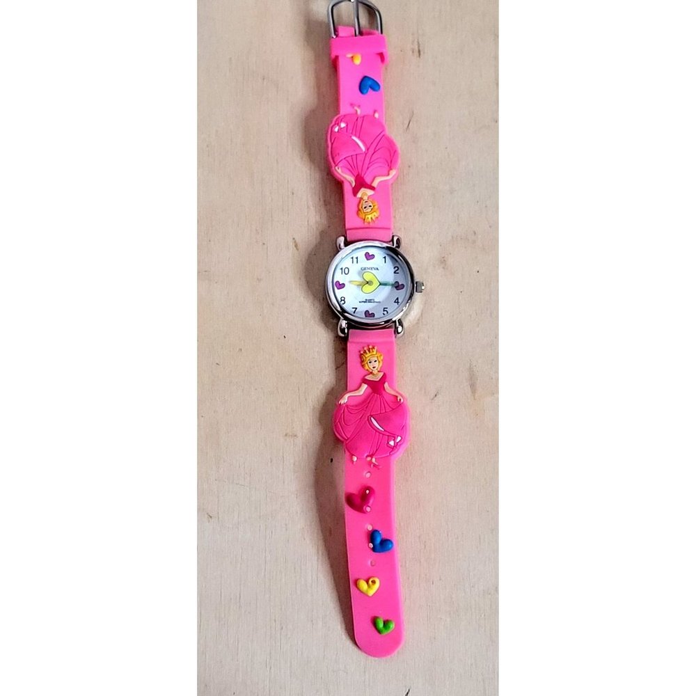 Geneva Princess Fashion Watch Pink Silicone Band Heart Second Hand New Battery